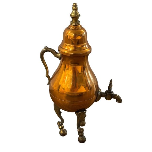 Vintage Copper & Brass Samovar Coffee Pot Made In Holland Ornate Antique Design - Picture 6 of 7